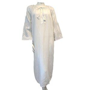 J.Crew Linen Embroidered Maxi Caftan Dress Large Boho Resort